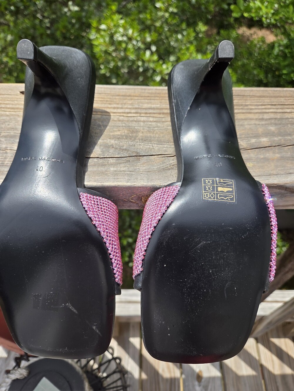 EUC Marc Jacobs Pink Crystal-Embellished Slide Heels - Picture 3 of 7
